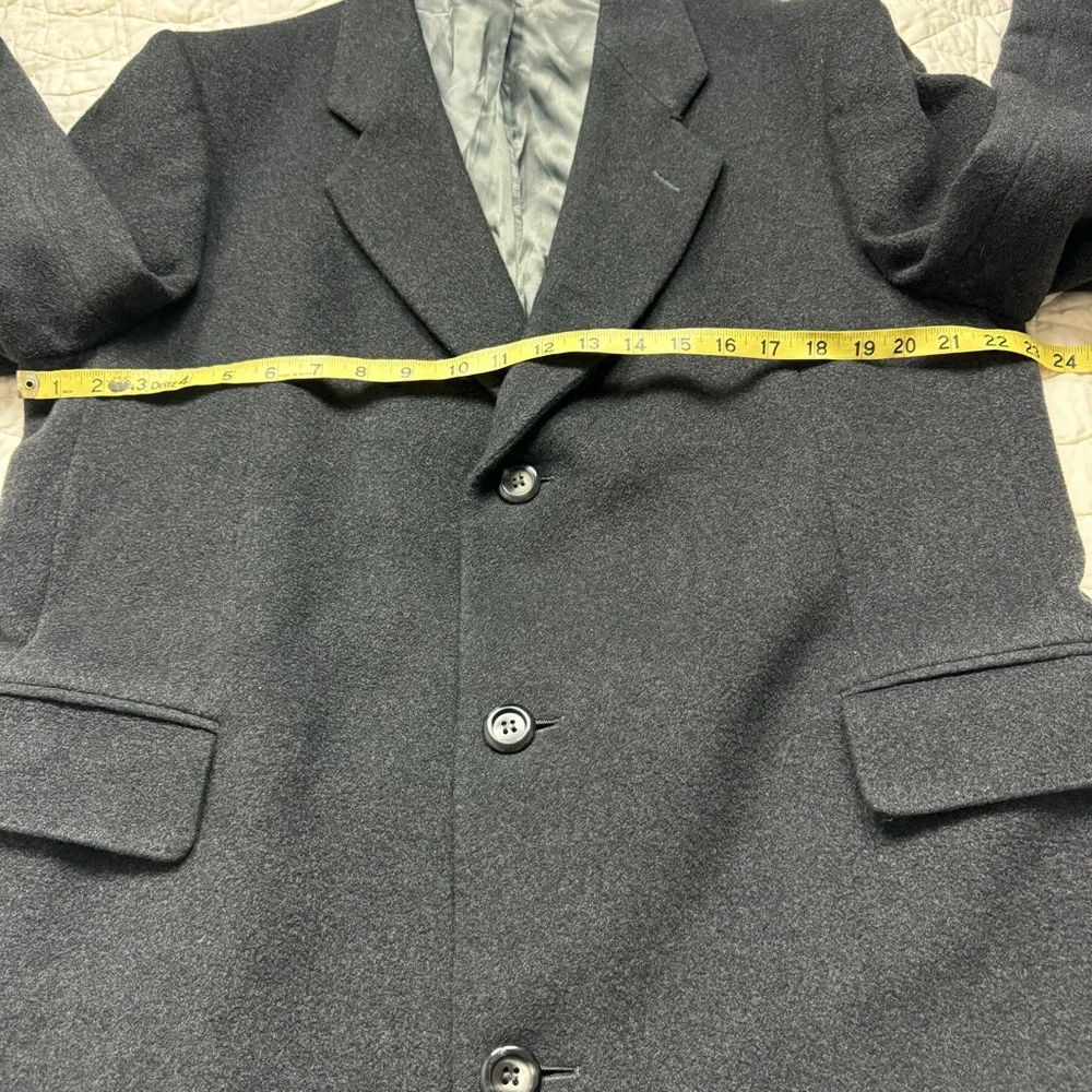 Mens Henry James Ltd Vtg Italy Cashmere Wool Three Button Long Overcoat Gray 42R - Picture 8 of 15